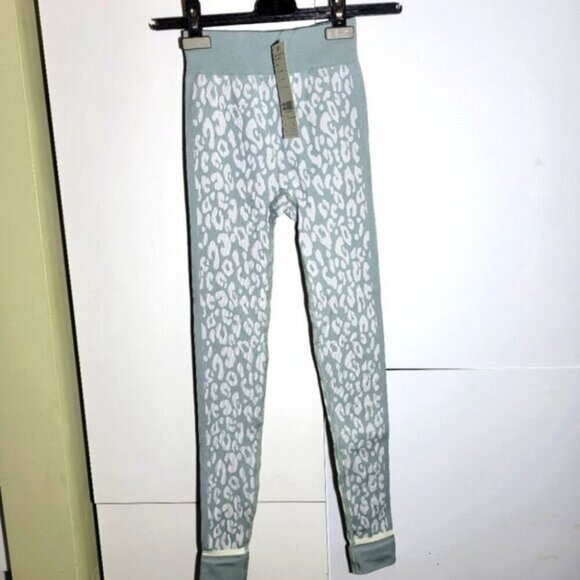 NEW Sweaty Betty leopard animal jacquard base layer legging green  white 4 XS - Picture 2 of 9